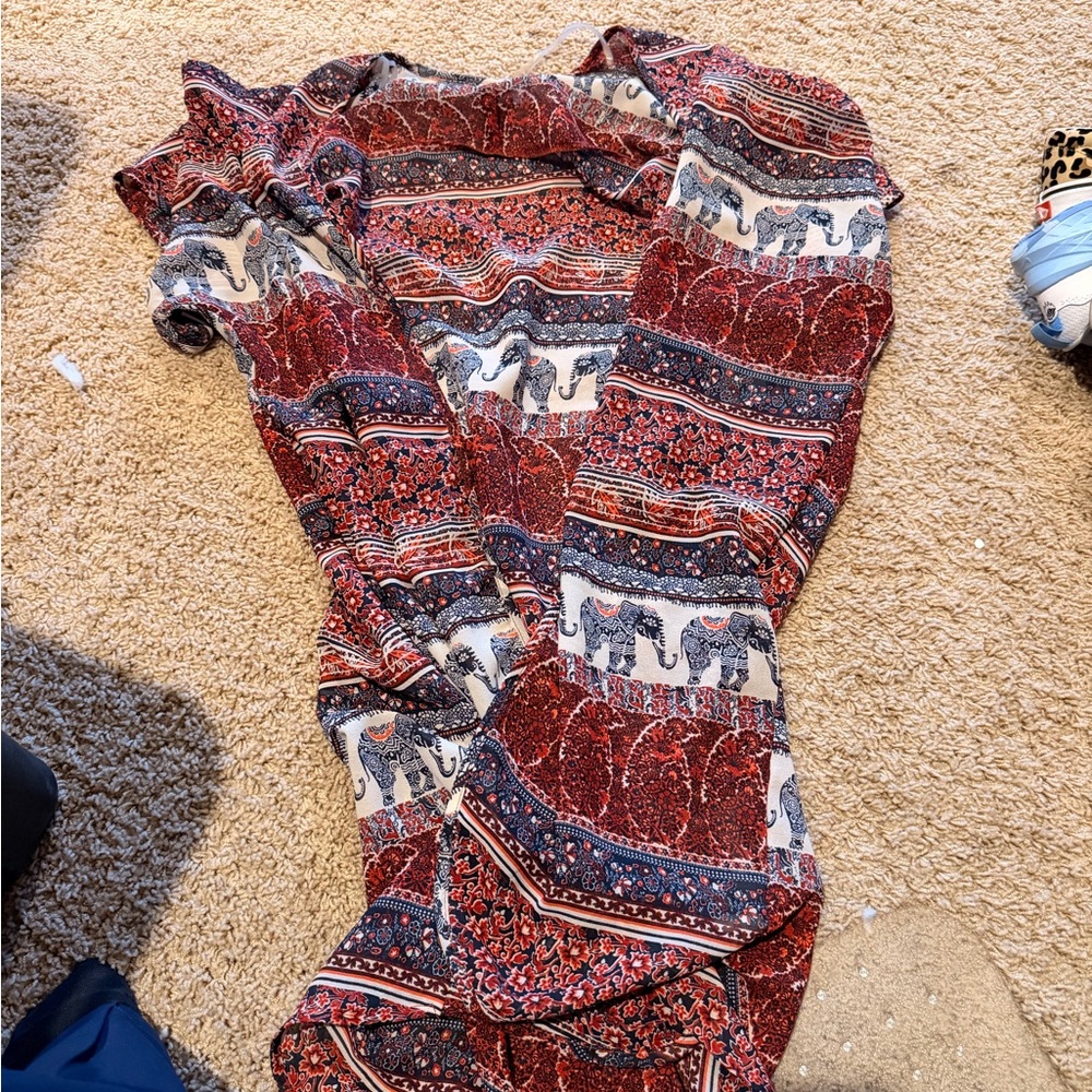 Bohemian Elephant Print Dress